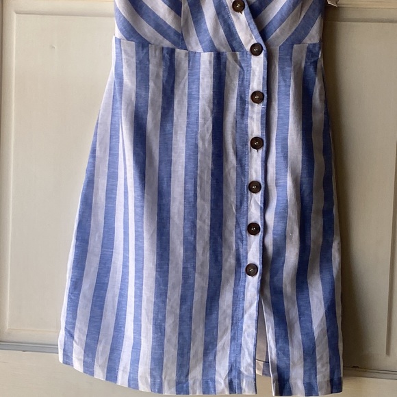 Daisies Blue White Striped Button Down Dress Size S - Picture 5 of 7